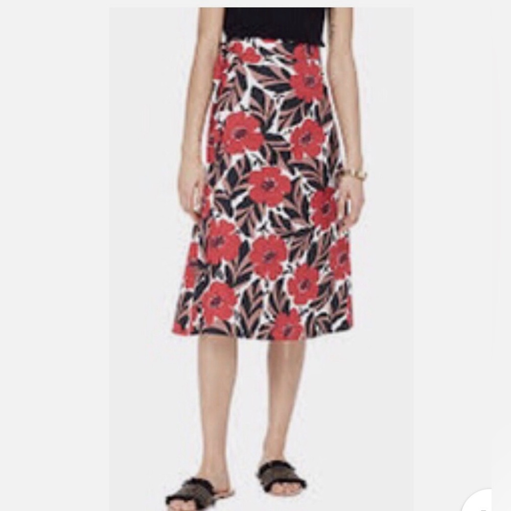 Kate Spade Red and Black Floral Skirt